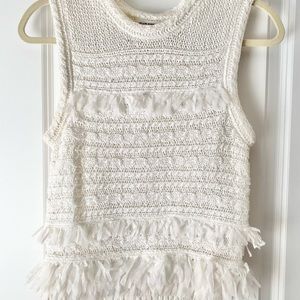 Club Monaco Fringed Cable Knit Summer top, Size S